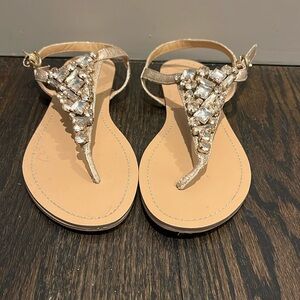 DB Studio Sandals Women’s Gold Jeweled Flats Size 8